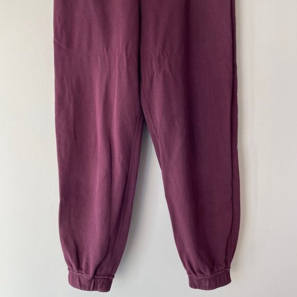 ❄️SOLD❄️ LULULEMON Relaxed High-Rise Joggers Cassis Burgundy Cotton Terry Size 8 - Picture 7 of 12